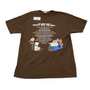 Family Guy Shirt Men L Brown AAA Short Sleeve Graphic Print Crew Neck Cotton Tee